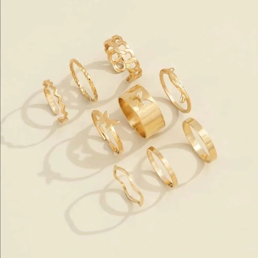Whimsy Butterfly Band Gold Stackable Rings - Picture 5 of 10